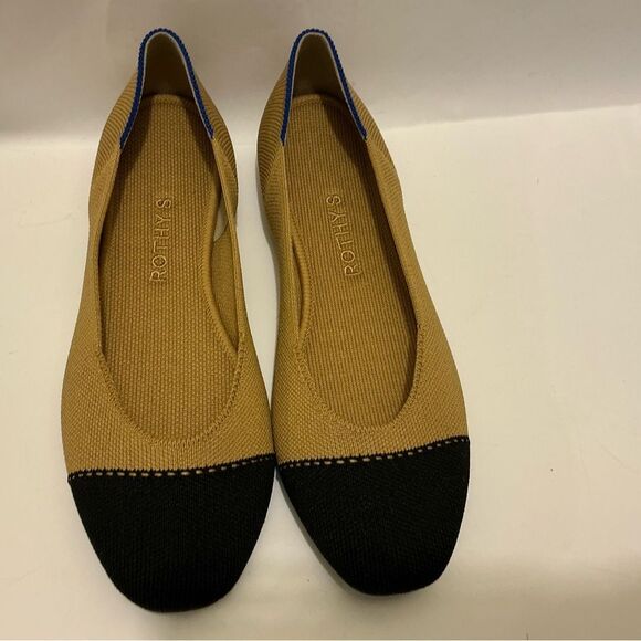 Rothy's Shoes - NWOB Rothy's The Loafer Camel Captoe Tan and Black Loafers with Blue Trim 7.5